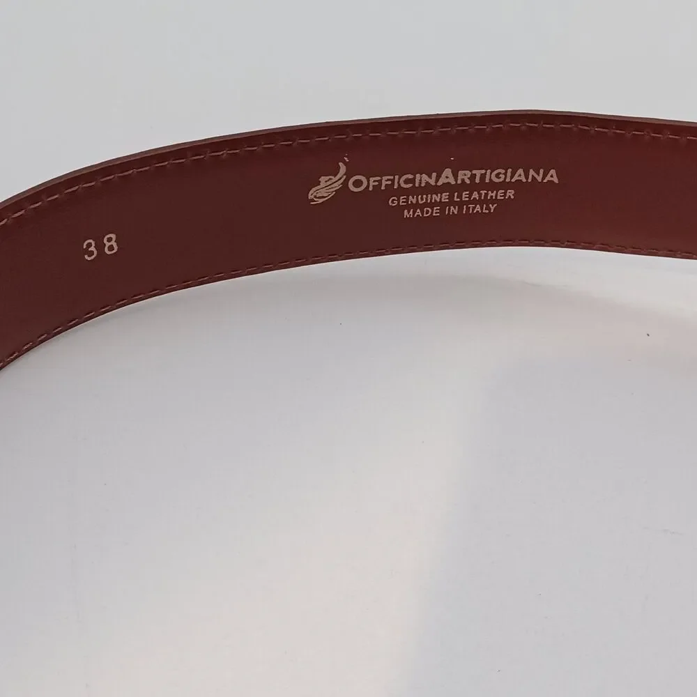 OfficinArtigiana Men’s Italian Leather Brown  Belt Sz 38 Genuine Leather